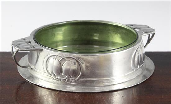 A Liberty & Co English pewter butter dish, 7.5in.